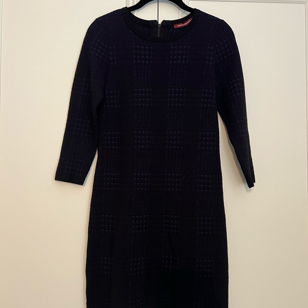 Comptoir Des Cotonniers Blue and Black Checked Sweater Dress XS